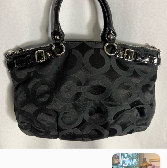 NWOT! Coach medium black monogram canvas Madison OP Art satchel crossbody bag - Picture 2 of 7